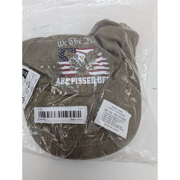 We The People Are Pissed Off Men Brown Adjustable Strap Back Cap Hat - Picture 5 of 6